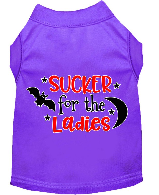 Sucker for the Ladies Screen Print Dog Shirt Purple XXL